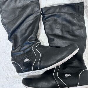 Lacoste Black and White Leather Boots